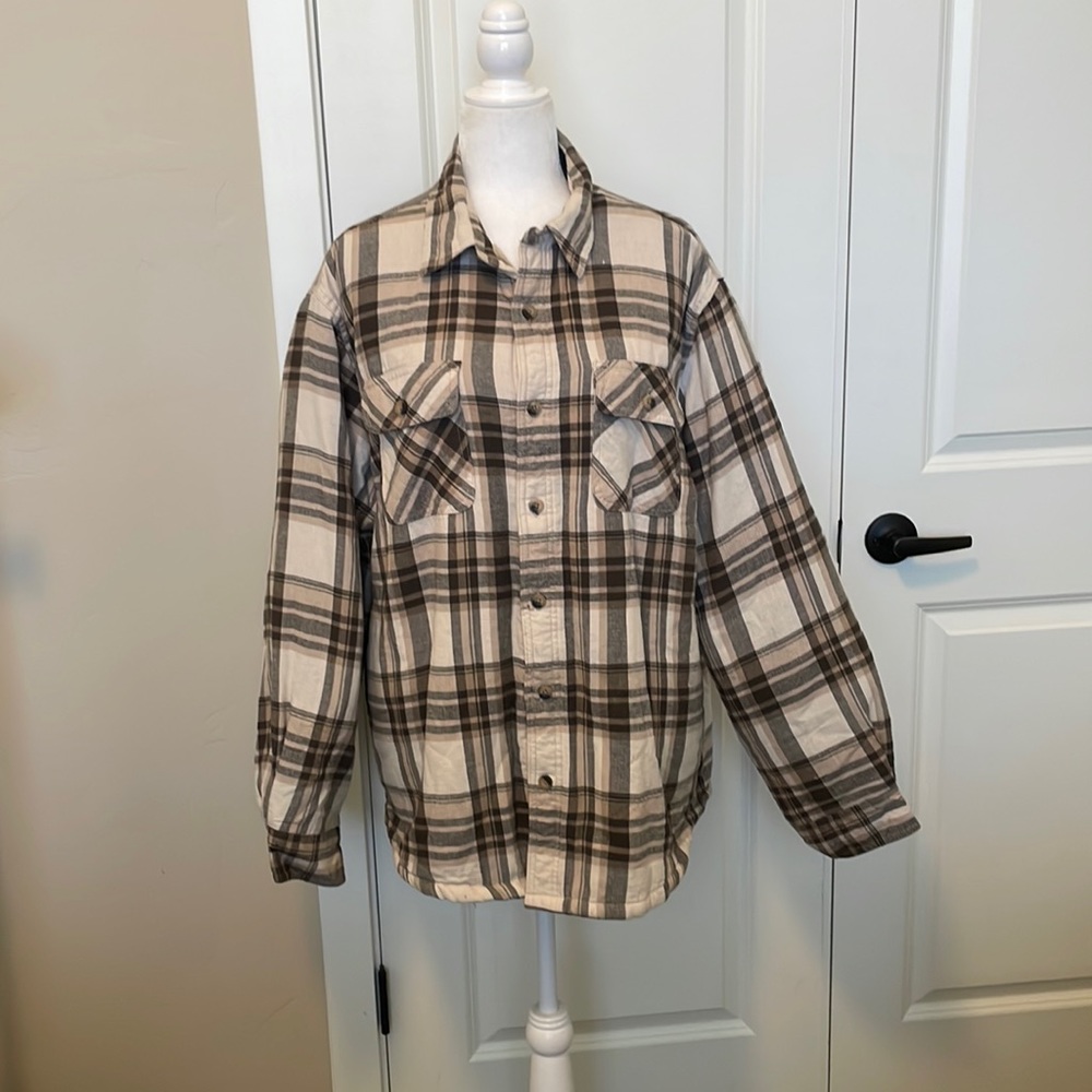 Wrangler brown plaid sherpa lined flannel.